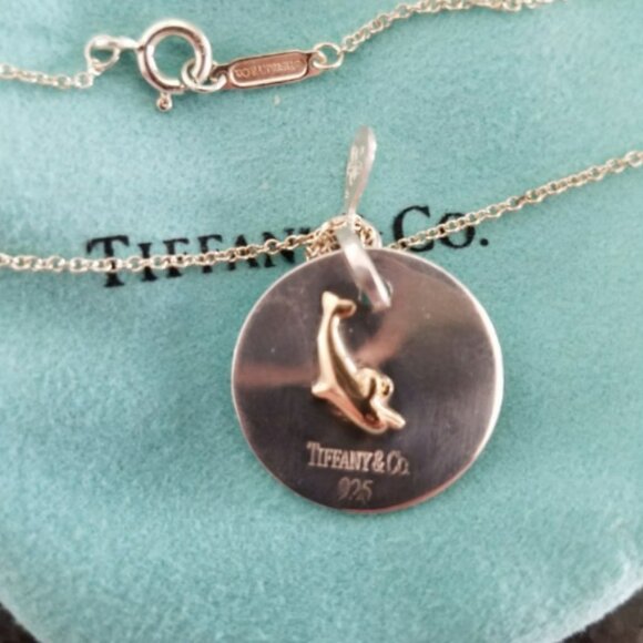 NEW TIFFANY & CO CUSTOM BERRY MARLOW DOLPHIN 14K/925 SS PENDANT & 18.5